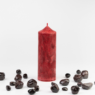 Energetická sviečka JASPIRE® s energiou kameňa Granát /Škorpión / 60x150 mm