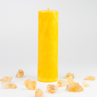 Energetická sviečka JASPIRE® s energiou kameňa Citrín /Blíženci / 65x220 mm