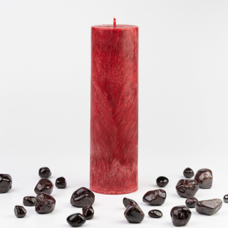 Energetická sviečka JASPIRE® s energiou kameňa Granát /Škorpión / 65x220 mm