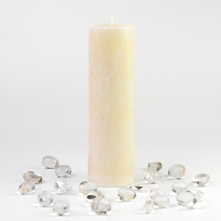 Energetická sviečka JASPIRE® biela kryštalická / svetelná / 65x220 mm